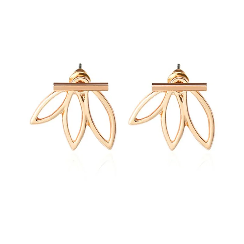 Ажурные серьги цветок лотоса модные гвоздики ювелирные изделия для женщин