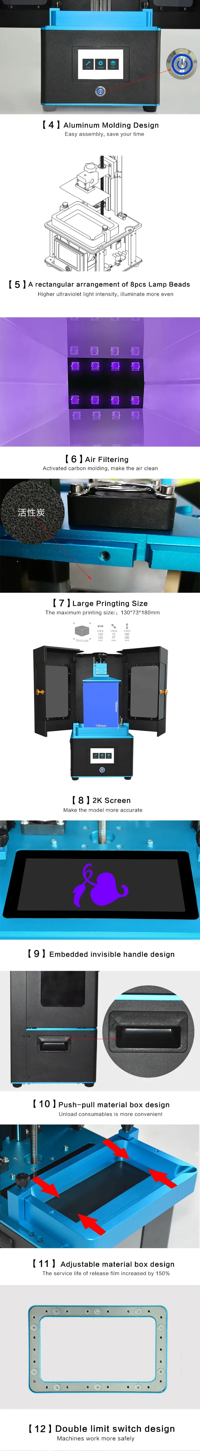 Tronxy Быстрый срез ЖК-светильник отверждения ультработ 3d принтер Полный Корпус рамка Точечный светильник обновление UV lcd 2K экран эффективный и прочный
