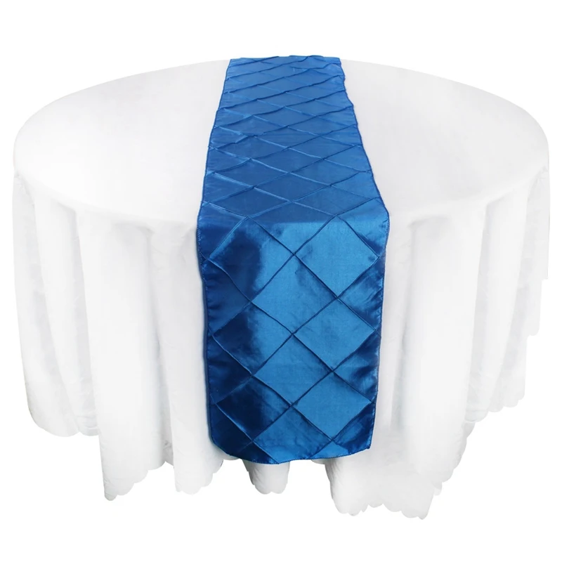 Navy Blue OurWarm 20 штук Атлас дорожка на стол для свадьбы 12x108 дюймов 6 цветов Pintuck Праздничная скатерть декор для банкетного стола - Цвет: Navy Blue