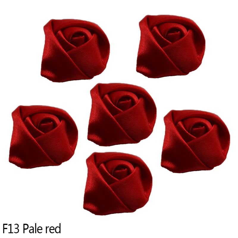 pale red 10 шт., 2 см, Мини атласная розовая лента, розочки, тканевый цветок, сделай сам, ручная работа, розы, цветы для дома, свадебные украшения, скрапбукинг, ремесло - Цвет: pale red