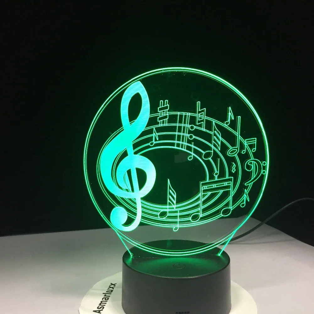 New 2018 Romantic Musical Note 7 Color Change Table Lamp 3D LED Night Light Bedroon Decor Novelty Lustre Holiday Gift for Kids | Освещение