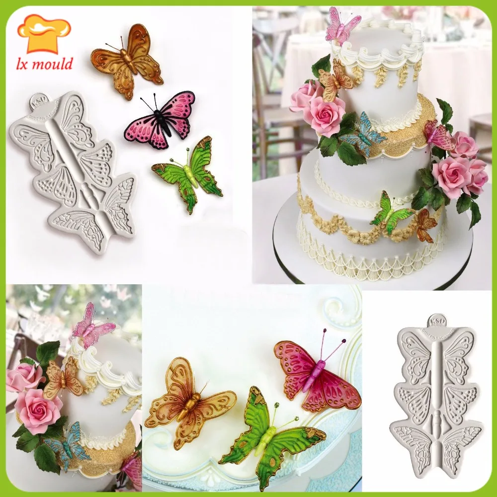 

LXYY NEW Three Butterfly Silicone Candy Cake Mold Chocolate Molds Cake Mould