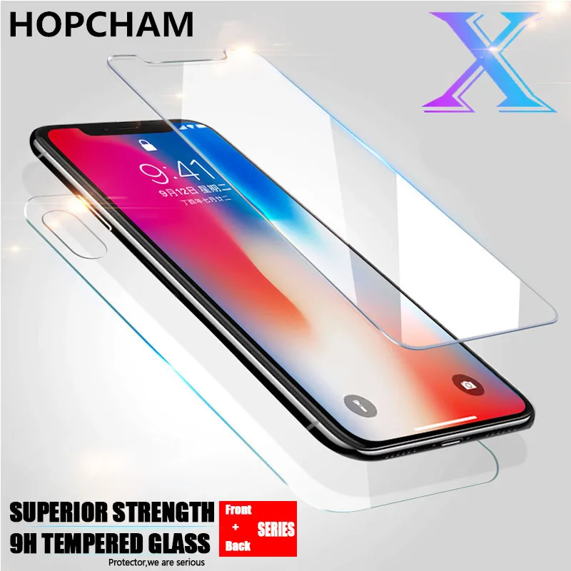 HOPCHAM 2 шт./лот переднее и заднее закаленное стекло для iPhone X 8 Plus 5 5s SE 6 6s 6plus 7 plus