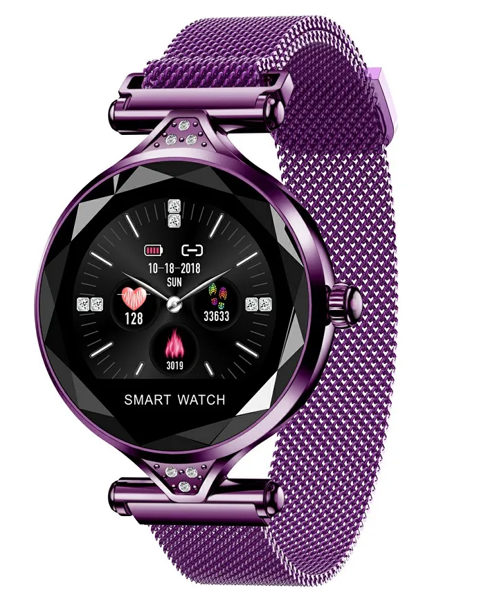 purple H1 женские Смарт-часы, модные женские часы, монитор сердечного ритма, фитнес-трекер, женские Смарт-часы с Bluetooth, водонепроницаемый смарт-браслет - Цвет: purple
