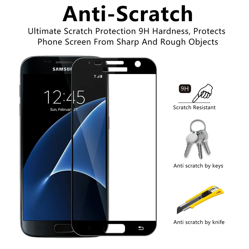 10 шт./лот полное покрытие закаленное стекло для Samsung Galaxy S7 Защита экрана G930F