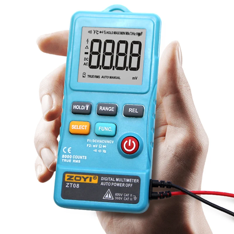 ZT08 мини цифровой мультиметр 8000 отсчетов частота линии истинно RMS вспышка AC/DC