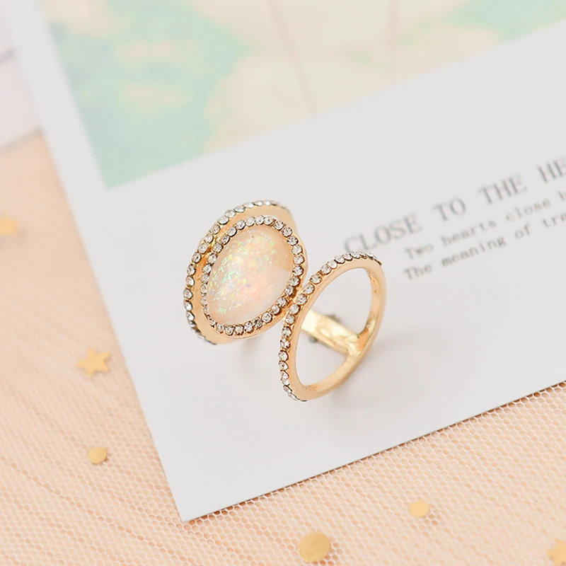 3 Colors Vintage Moonstone Women Ring Crystal Big Stone Wedding Engagement Rings H Shape New Antique Statement Girl Jewelry | Украшения и