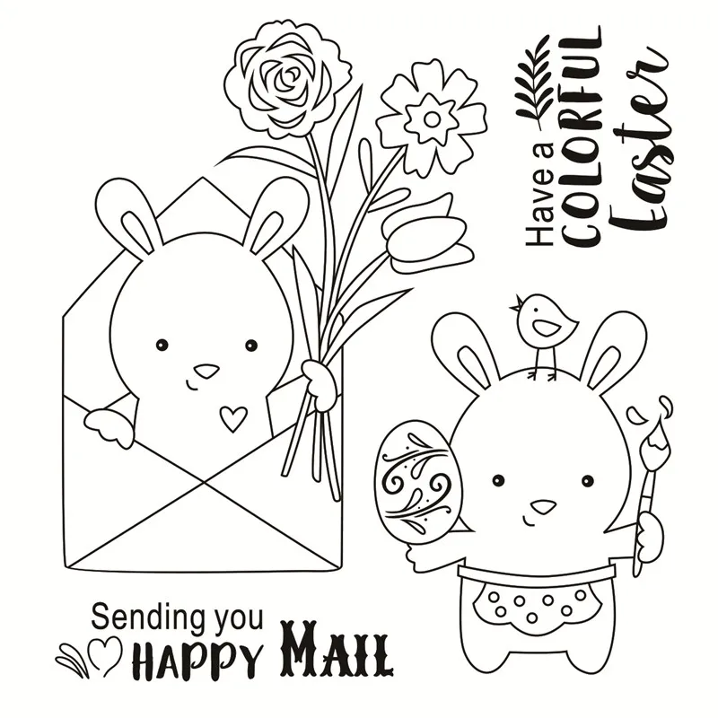 Кролик штамп для скрапбукинга Прозрачная силиконовая резина DIY Фотоальбом