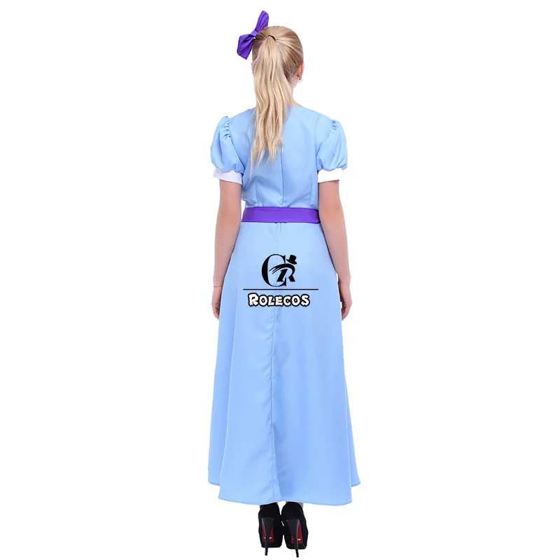 ROLECOS Питера Пэна Венди синий длинный косплей костюм красота леди платье Половина
