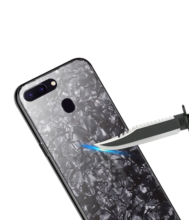 Роскошные закаленное Стекло чехол для OPPO A1 A3S A5 A77 A79 AX7 A9 A9X F3 F9 F11 R9 R9S R11 R11S плюс R15 R17 Pro в виде ракушки Мягкая обложка
