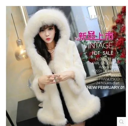 New Fashion 2017 Winter Female Faux Rabbit fur Plus size Women's Coat Slim Faux Fox Fur Solid Color