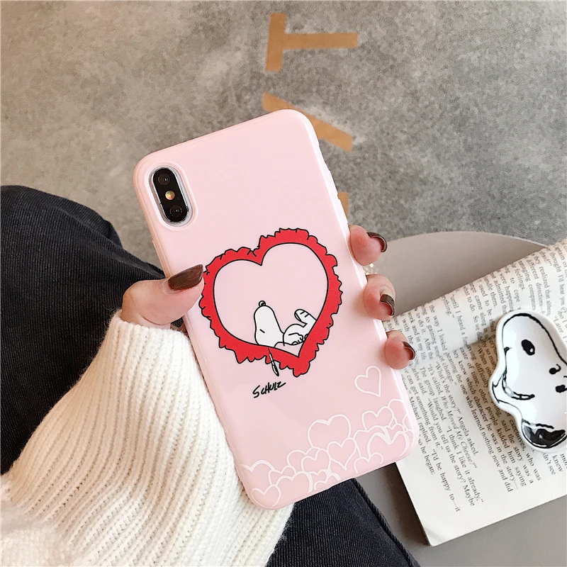 WTSZKL сплошной цвет чехол для телефона Snoopy iphone 6 7 8 x xs xr max 6s plus Apple мультфильм милый