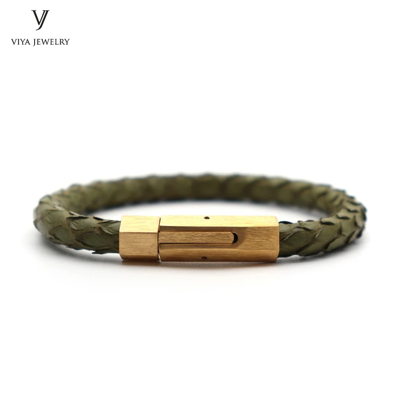 Новый кожаный браслет Amy Green Python мужской с магнитной пряжкой высококачественные