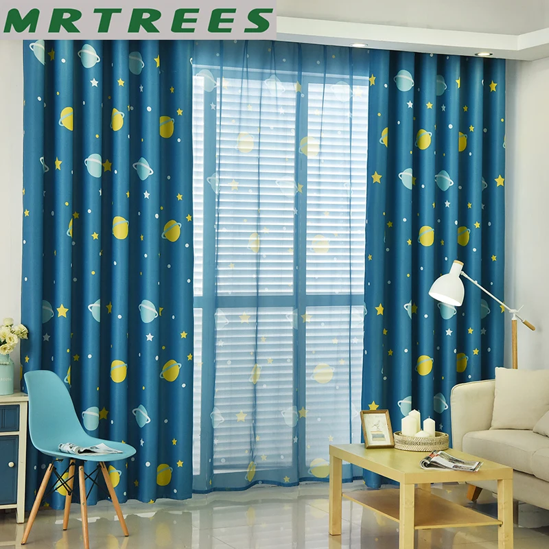 Затемняющие шторы MRTREES из тюля с мультяшным принтом звезд для детей мальчиков