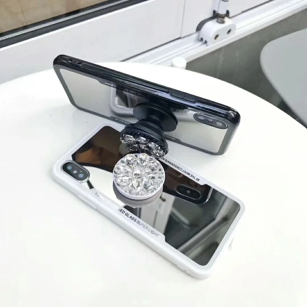 Luxury Mirror Phone Case Covers For iPhone Xs X Cases for iphone 7 8 Plus 6 6s Cover add Diamond Holder Fundas |