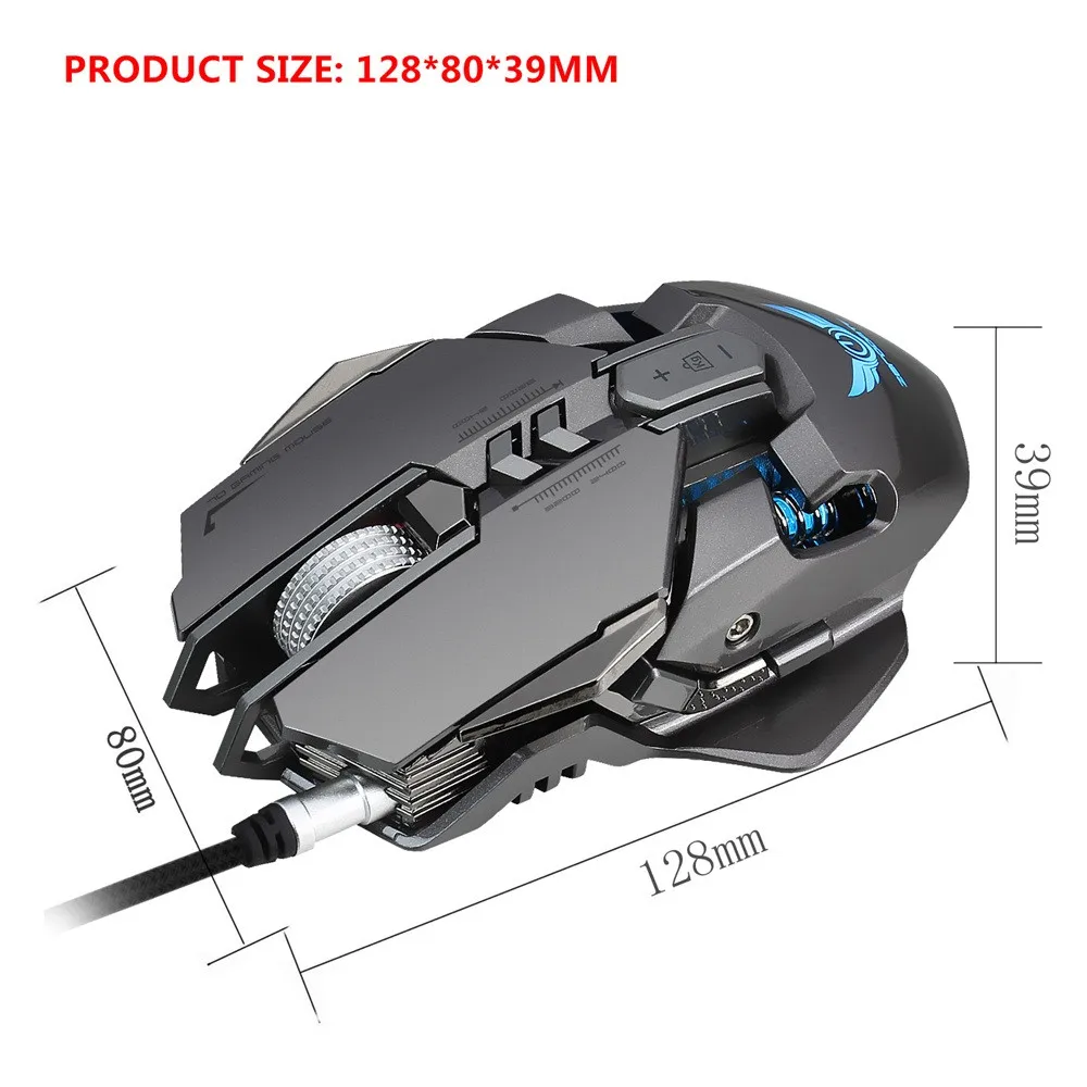 ZELOTES 3200 точек/дюйм USB Проводная Конкурентная игровая мышь 7 программируемых