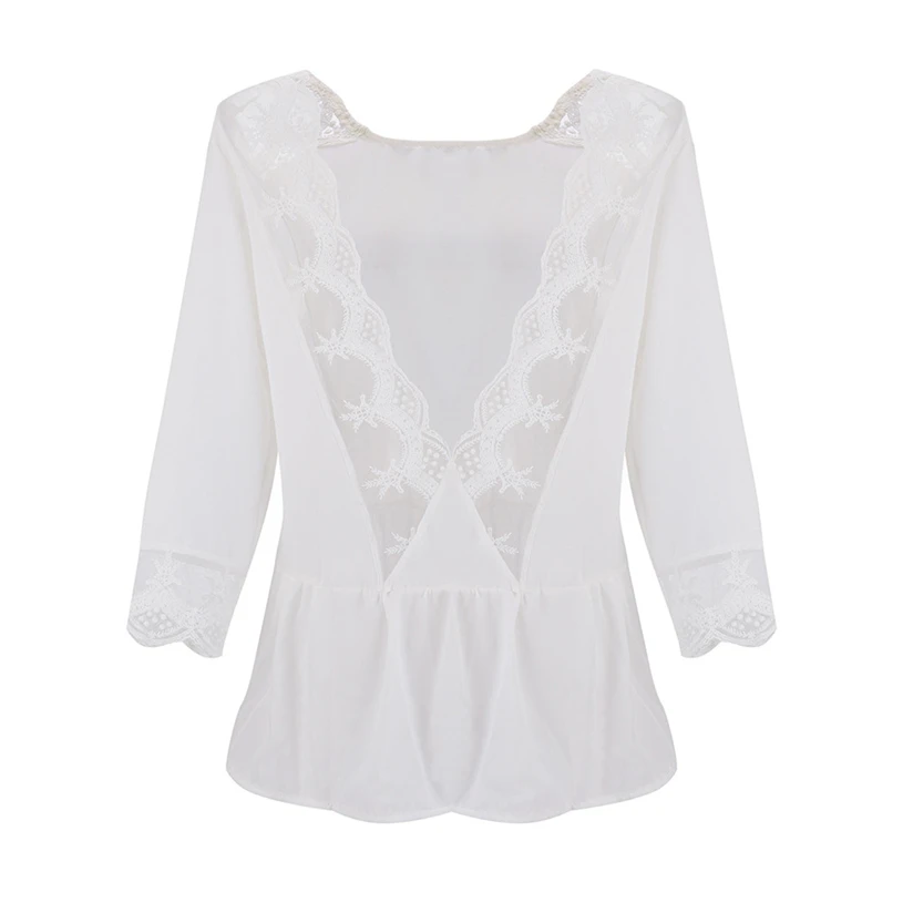 Женская Повседневная кружевная осенняя одежда с открытой спиной для женщин camisetas