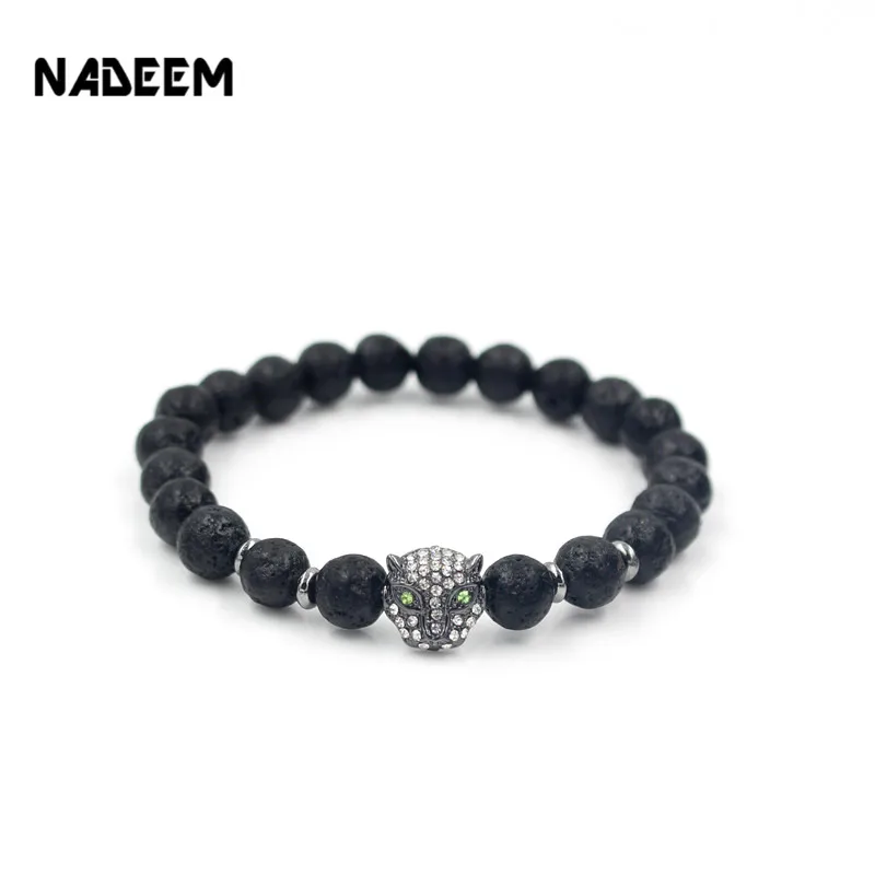 2017 Новый дизайн 8 мм микро проложить Кристалл леопардовой головы Шарм браслет