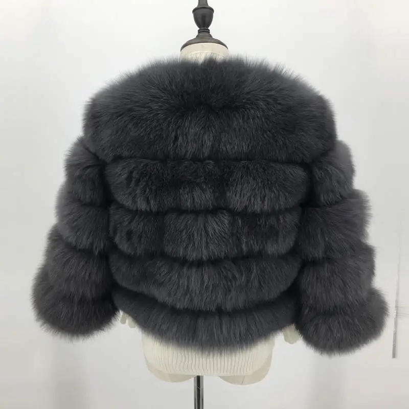 Модная шуба из натурального Лисьего меха, Модное теплое пальто из натуральной кожи высокого качества, Короткие шубы из лисьего меха