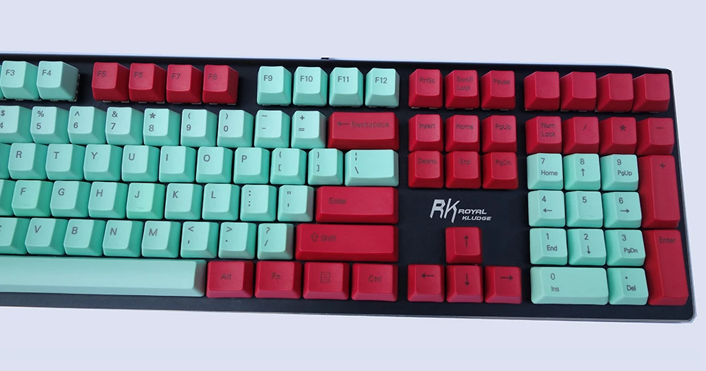 NPKC OEM клавишные колпачки pbt красно-мятный смешанный ANSI макет 61 клавиши 87 клавиш 108 клавишей для переключатели Cherry MX механической клавиатуры