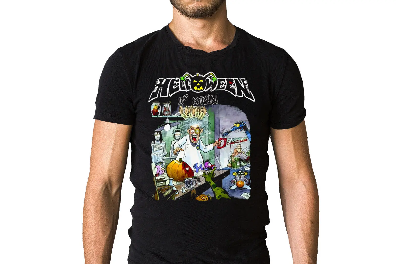 Helloween доктор Stein футболка Мощность металл скорость Металл тяжелый металл-черный