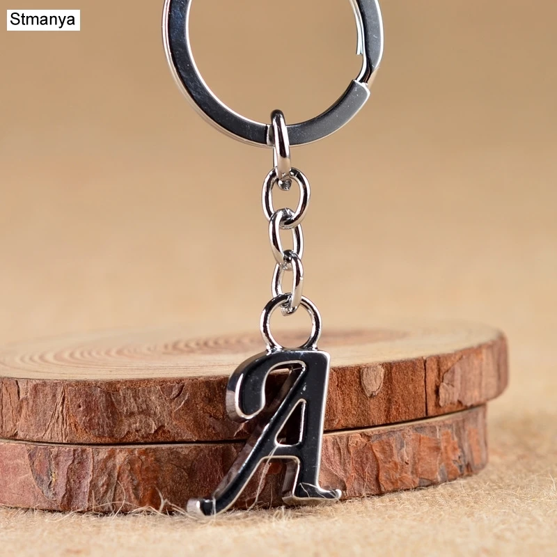 A Новинка, сделай сам, A-Z, буквы, брелок для мужчин, серебряный металлический брелок для женщин, автомобильный брелок, простая буква, имя, держатель для ключей, вечерние, подарок, ювелирное изделие - Цвет: A