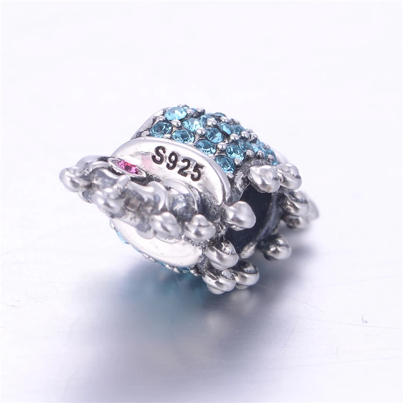 Серебро 925 Ювелирная подвеска &quotМорской конек&quot с кристаллами европейские