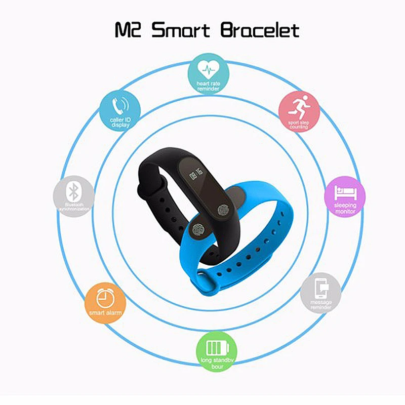 M2 водонепроницаемый Смарт Браслет пульсометр фитнес трекер Bluetooth браслет для