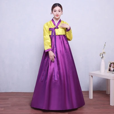 color1 Из хлопка и полиэстера с длинными рукавами японские кимоно yukata, традиционное корейское платье в Корейском стиле «ханбок» костюм - Цвет: color1