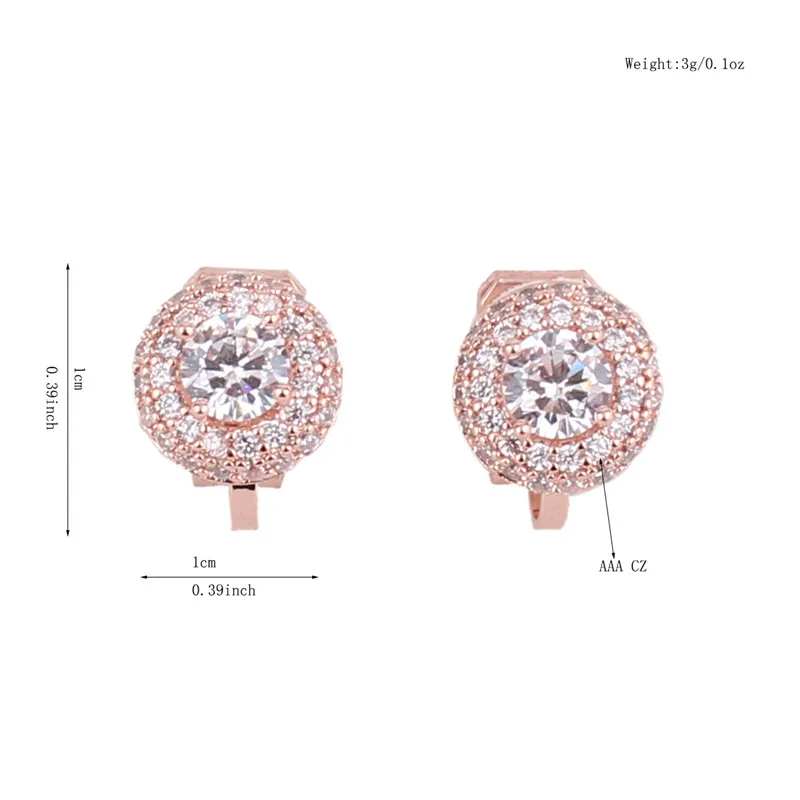 2018 New AAA Cubic Zircon Double Layer Round Shape Clip on Earrings Non Piercing for Girls Cute Small Luxury No Hole | Украшения и