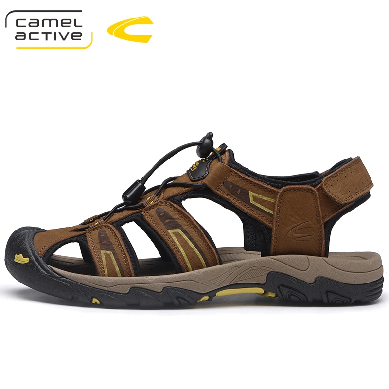 Мужские пляжные сандалии Camel Active коричневые кожаные для отдыха большие ярды лето