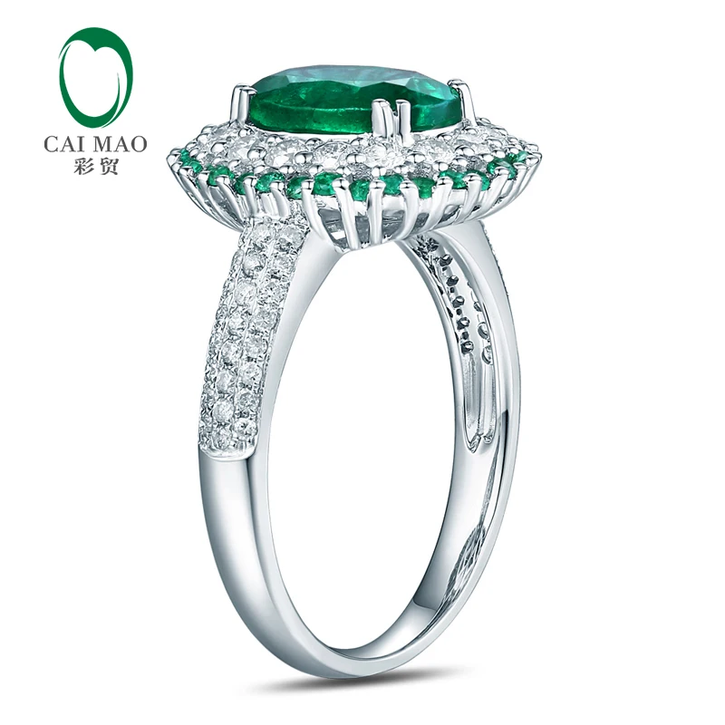 Caimao 7x9 мм овальной огранки 1.93ct Emeral Halo Pave бриллианты 14K белое золото обручальное кольцо