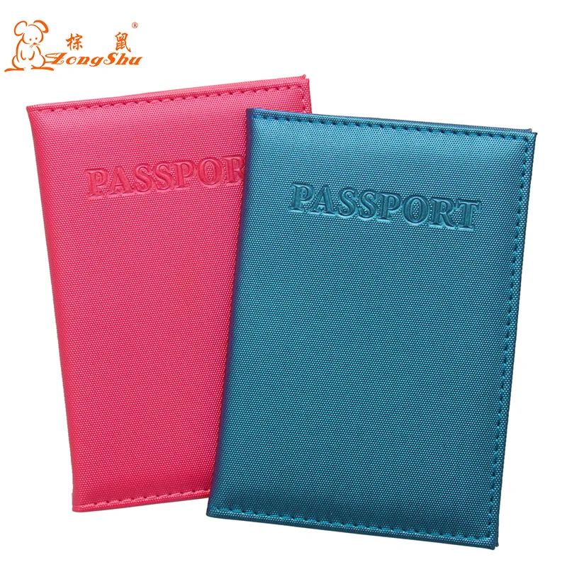 

Blue English plain weave multiple colour PU Leather Travel Passport Holder Embossing American Passport Cover Credit Card ID Bag