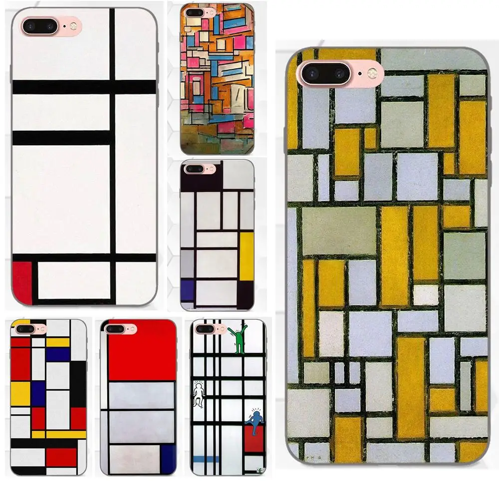 Абстрактное искусство Piet Mondrian Мягкий ТПУ сотовый телефон для Huawei Y3 Y5 II Y6 Y7 Y9 nova 2 Plus