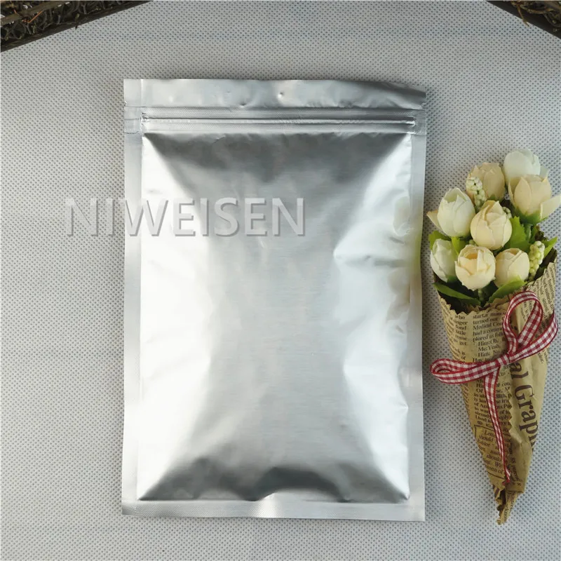 

Pure Aluminium foil ZipLock bag 50pcs Silver white Zipper reusable bags - Purely Metallic foil plastic pouches Cookies/gift sack