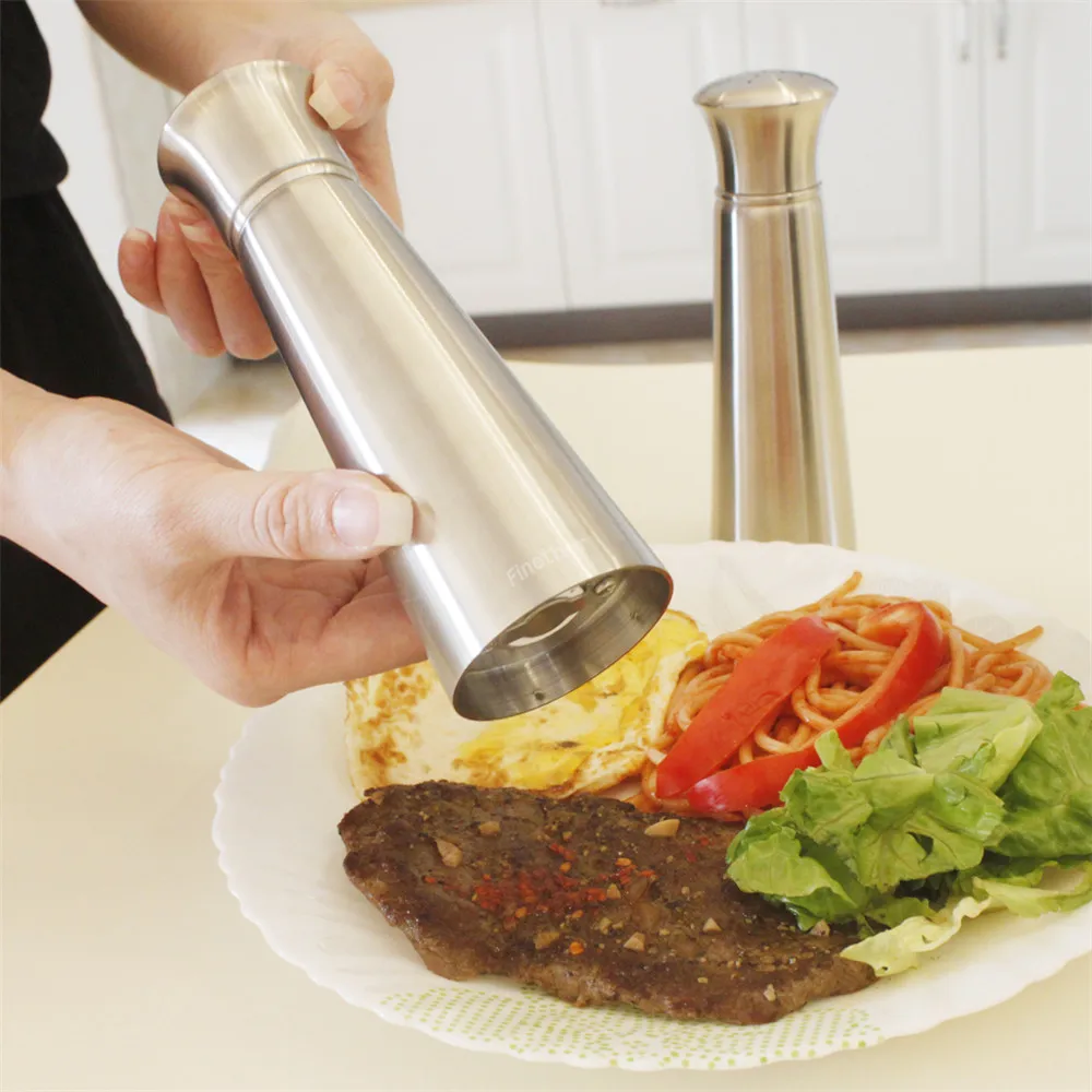 Finether шт. 2 нержавеющая сталь руководство соль мельница для перца шлифовальные