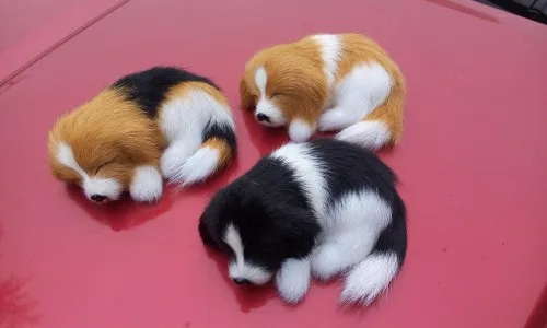 

3 pieces a set Simulation dogs polyethylene&furs mini sleeping dog models gift about 10x7.5x4.5cm y0217