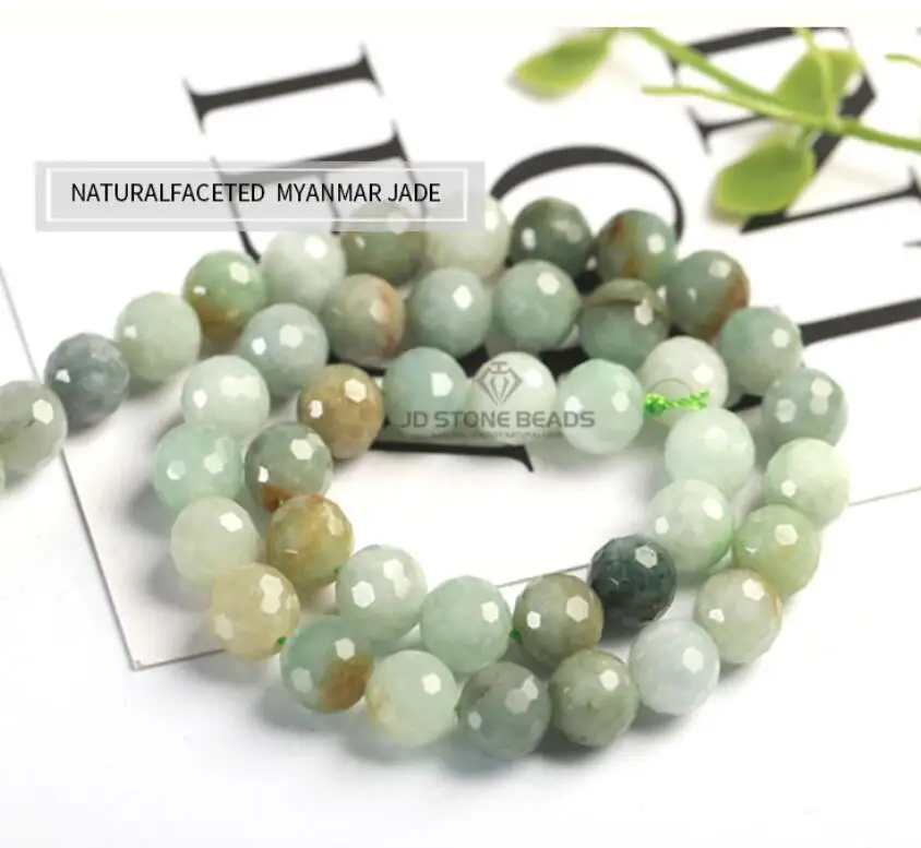 Faceted Myanmar Jade Изумрудные нефритовые бусины, размер на выбор, натуральный камень, Нефритовый камень, 6, 8, 10 мм, ожерелье, украшения, высокое качество, бусины, энергетические каменные бусины - Цвет: Faceted Myanmar Jade