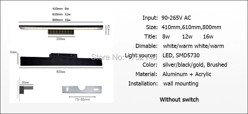 Приглушаемая светодиодная настенная лампа SMD5730 длиной 41 см современный