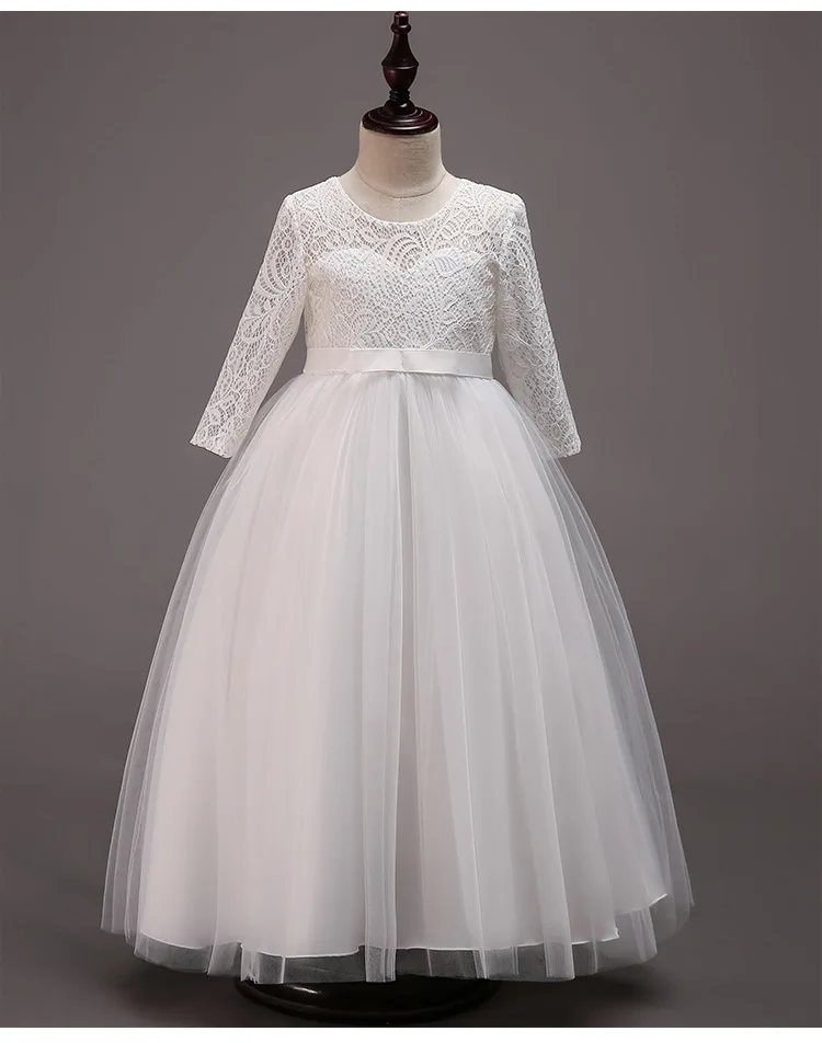 Popodion цветочные платья для девочек вечеринки и свадьбы с длинным рукавом