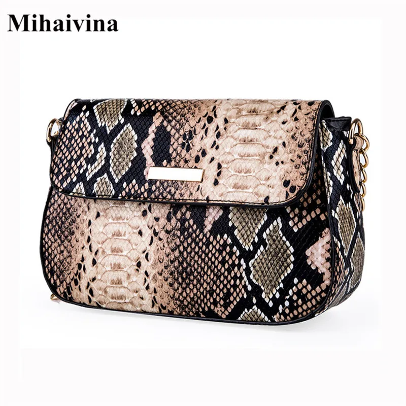 Женская сумка через плечо Mihaivina Python модная из Искусственной Змеиной кожи женская