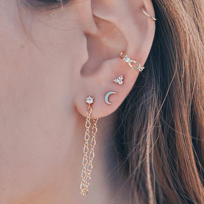 5 шт. новый смешанный дизайн маленький треугольник Луна Шарм Комплект сережек для