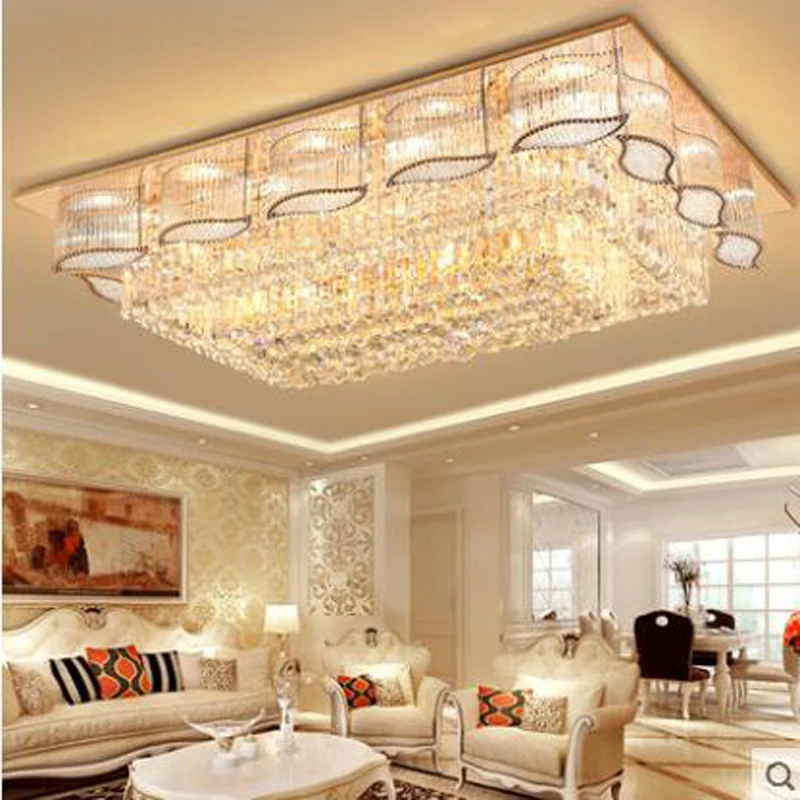 

Светодиодный потолочный светильник, роскошная хрустальная фара, прямоугольная лампа для гостиной, современный минималистичный атмосферны...