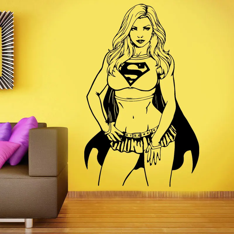 Американский ТВ супер герой Supergirl стикер на стену для гостиной Винил Искусство домашний Декор Съемный интерьер подростка обои B630