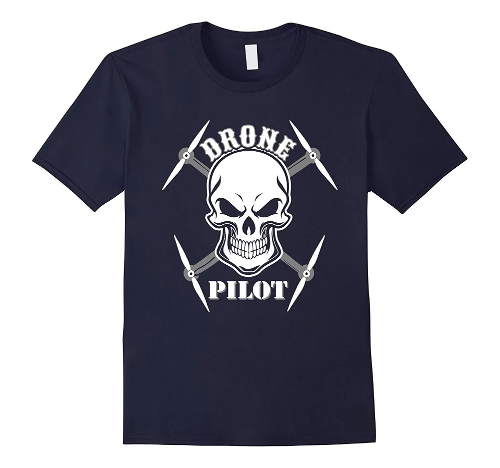 

2019 New Mens T Shirts Skull Drone Pilot with Attitude T Shirt 100% Cotton Brand New T-Shirts