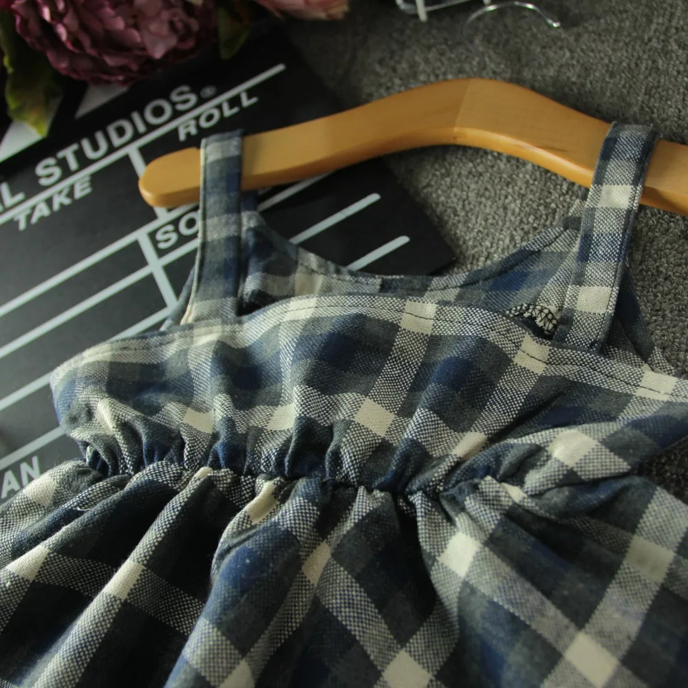 wholesale(5pcs/lot)- 2016 Spring new western style girls sling Plaid Shirt +wide leg pants FOR CHILD GIRL | Детская одежда и обувь