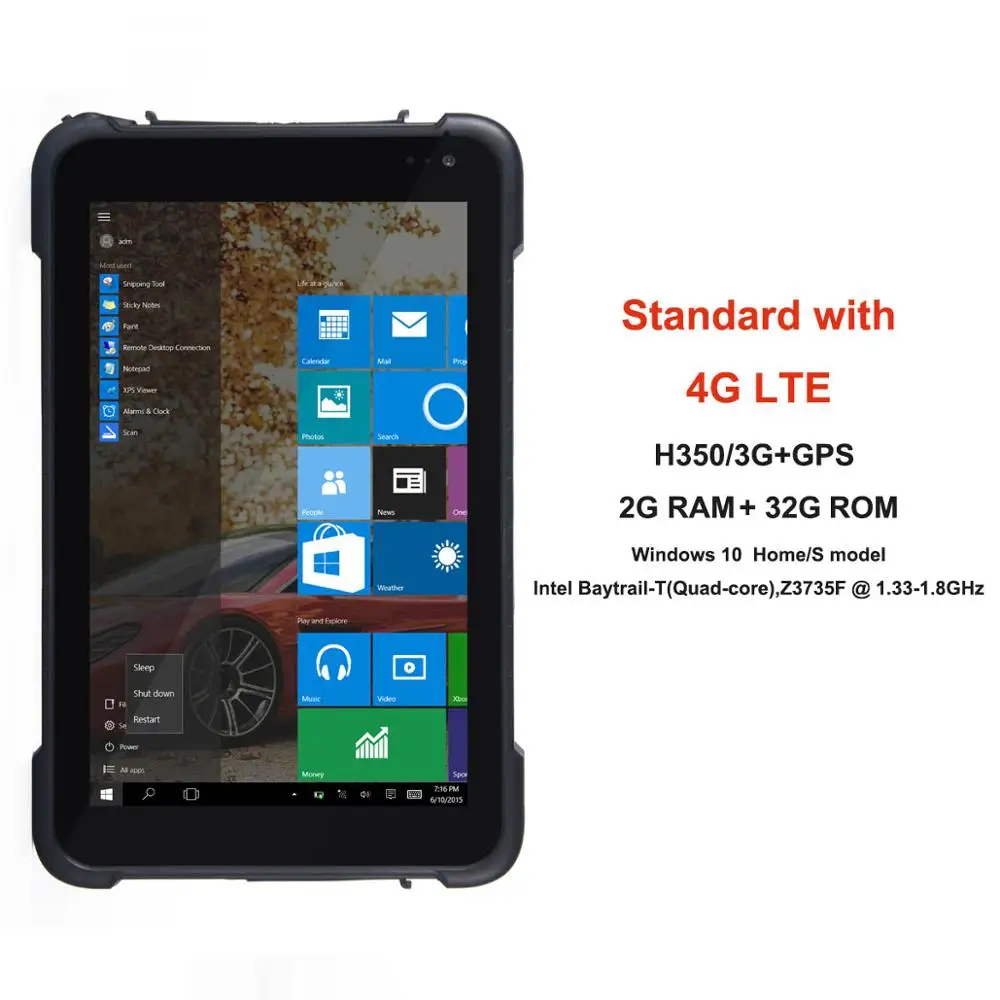 Rugline RI86 Windows 10 домашний Открытый водонепроницаемый IP67 промышленный сканер штрихкода Прочный планшет с 3g wifi BT4.0 gps 32GB - Цвет: with 4G LTE