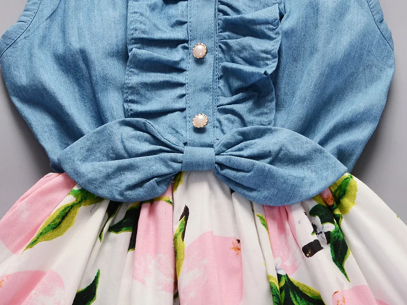 Baby Girl Clothes Girls Dress Fashion Cotton Denim Stitching Minnie Party 3-7 Y Dresses Summer 2019 | Детская одежда и обувь