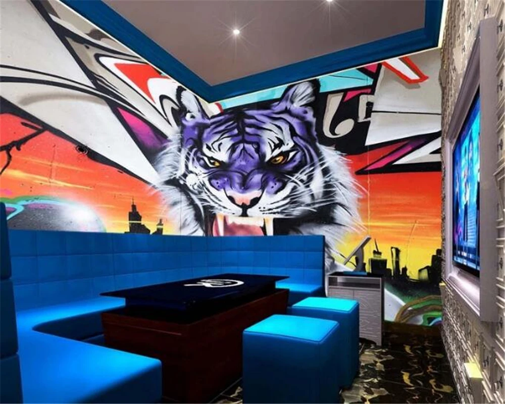 3D обои для гостиной спальни ТВ фон ручная роспись тигр стен 3 d papel parede|custom wallpaper|tiger
