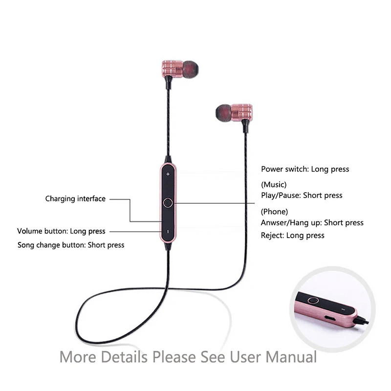 Kuman Bluetooth гарнитуры вкладыши наушники с микрофоном Super Bass Спорт гарнитура для samsung